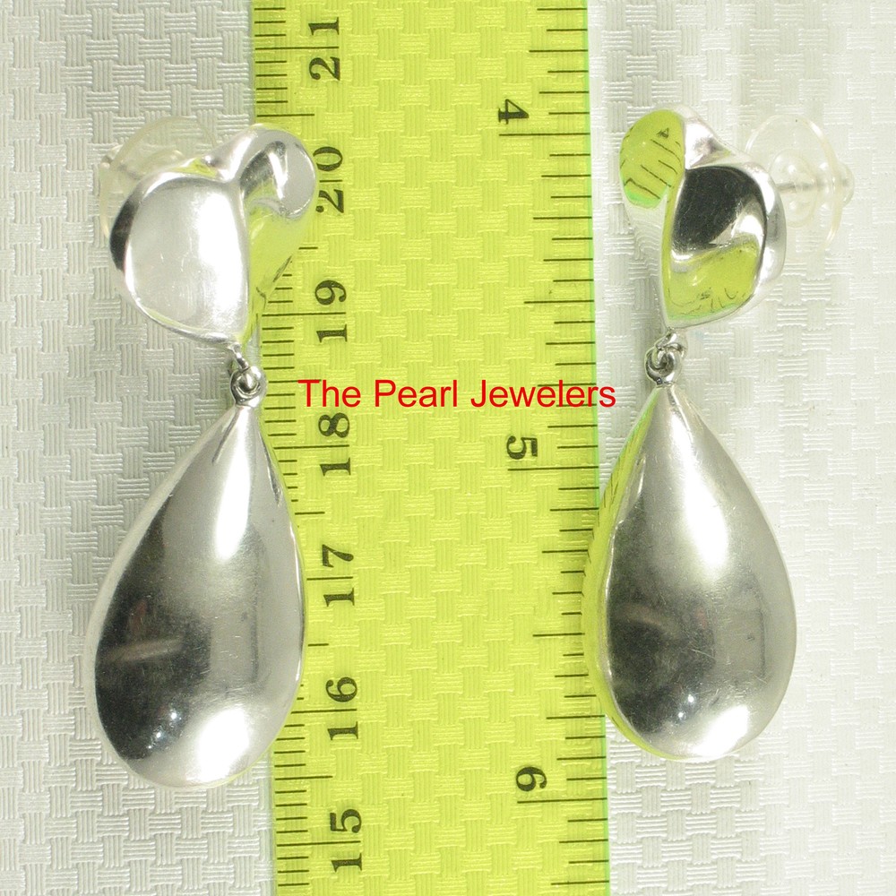 Solid Sterling Silver .925 Dangle Heart Shaped Unique Design Stud Earrings TPJ