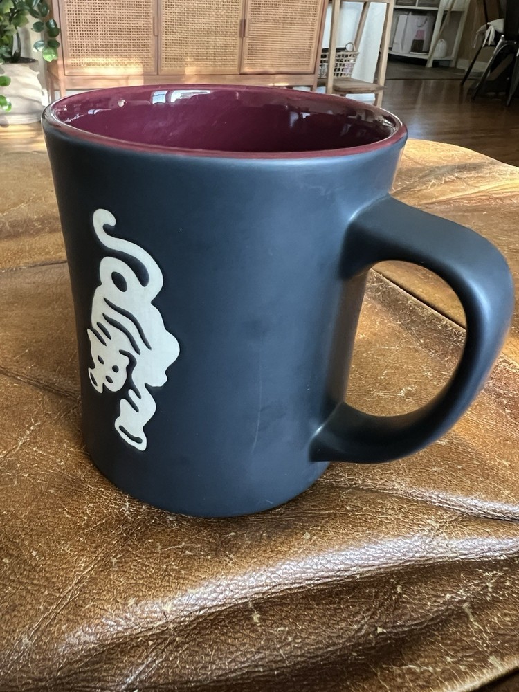 Starbucks 2012 Sumatra Tiger Mug Matte Black Burgundy Inside