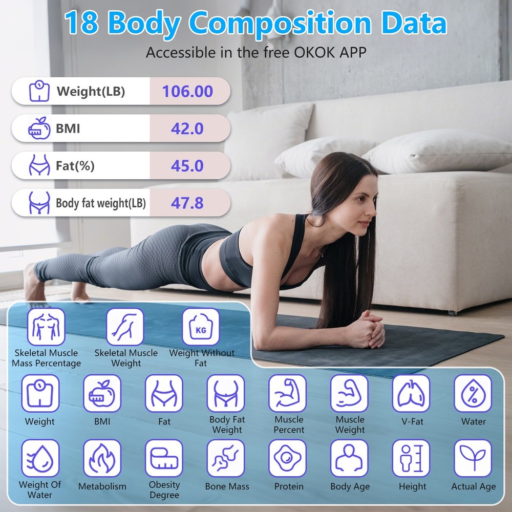 High Accuracy Smart Scale with BMI & Body Composition Sync 397LBS Capacity