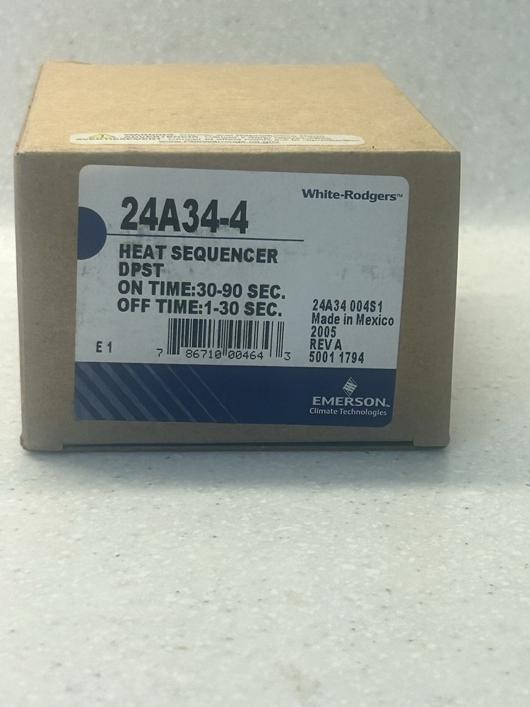 White-Rodger’s 24A34-4 Electric Heat Sequencer, 2 Switches, Timings 30-90 Sec