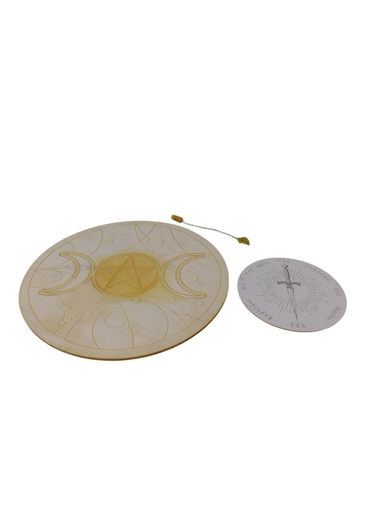 Triple Moon Pentacle Pendulum Board Set Yes No Sword Crystal Oracle Divination