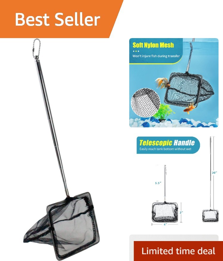 Multi-Functional Aquarium Skimming Net - 4 Inch Adjustable Length for Easy Use