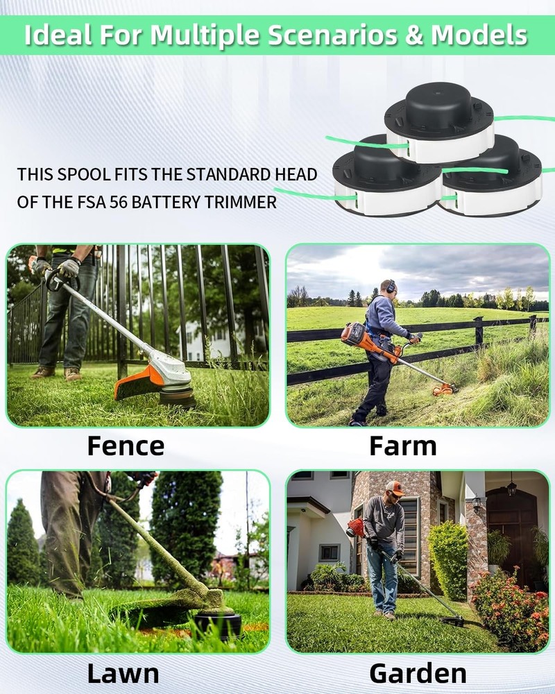 Replacement Spool For Stihl Fsa 56 3 Pack,Weed Eater String Black/Green