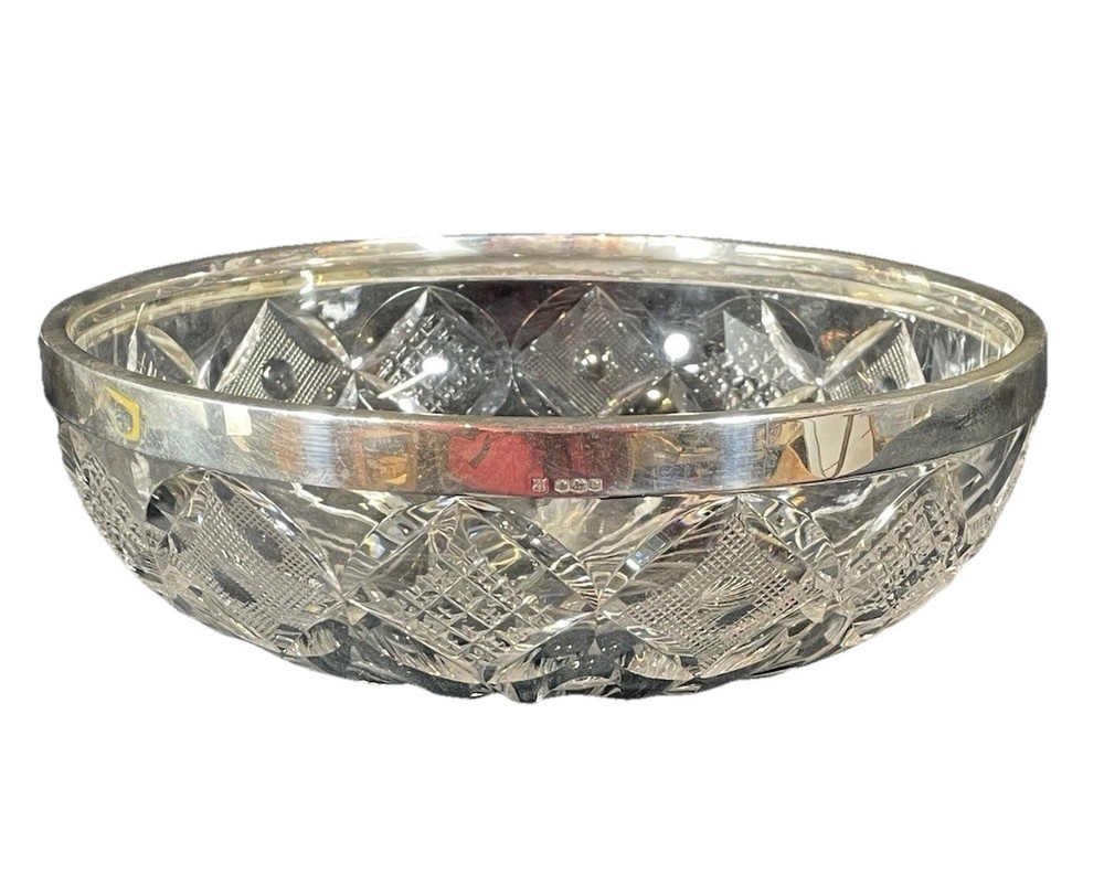 An 19thC Silver Mounted Cut Glass Centrepiece Bowl Hallmarked