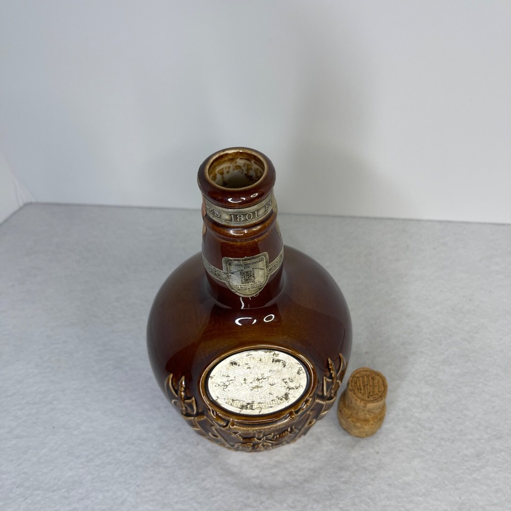 Empty Decanter Chivas Scotch Bottle 1801 Ceramic Cork Top Brown Ceramic Spode