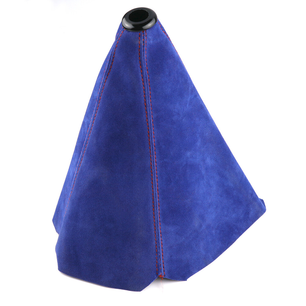 Racing Blue Universal Suede leather Shift Boot Shift Knob Cover with Red Stitch
