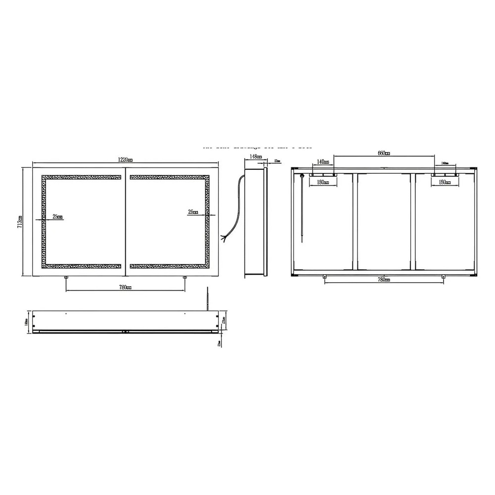ARIES II LED LIGHTED BATHROOM CABINET VANITY RECTANGLE MIRROR - 28 x 48