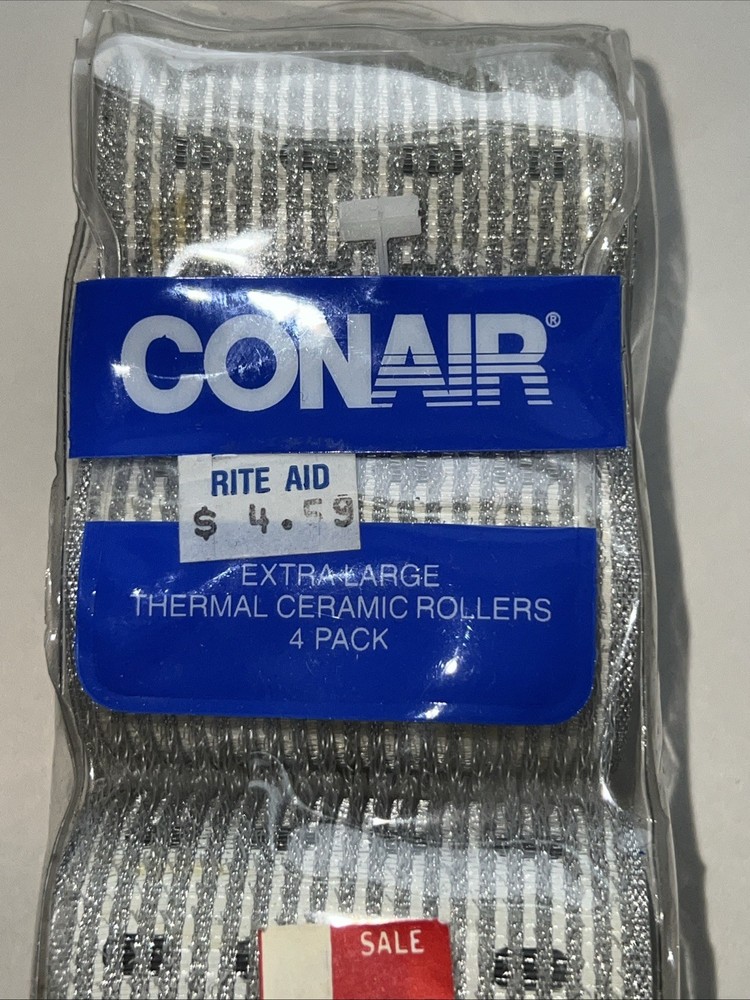 Vintage Conair Thermal Ceramic Rollers Extra Large 4-Pack No Clips Needed New