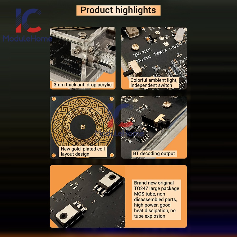 MTC Dual-Mode Music Tesla Coil Artificial Lightning Touchable Bluetooth Decoding