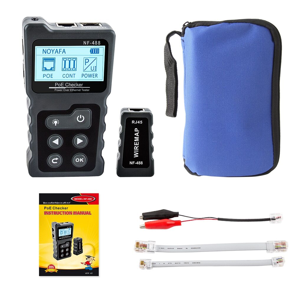 NF-488 LCD Network PoE Checker Ethernet Cable Tester Cat5/6 LAN Loop Test Tool