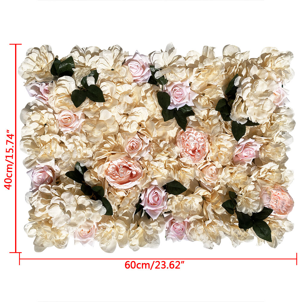 12 Pcs Artificial Rose Flower Wall Panel Bouquet Wedding Party Backdrop Decor