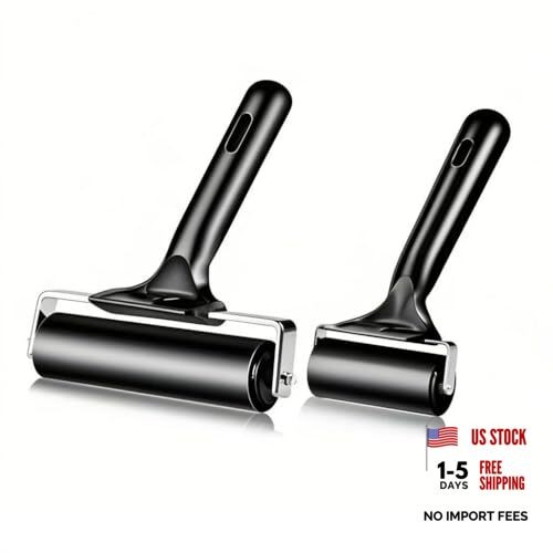 2 Pack Brayer Rollers, Professional Rubber Art Rollers with Comfortable Hand