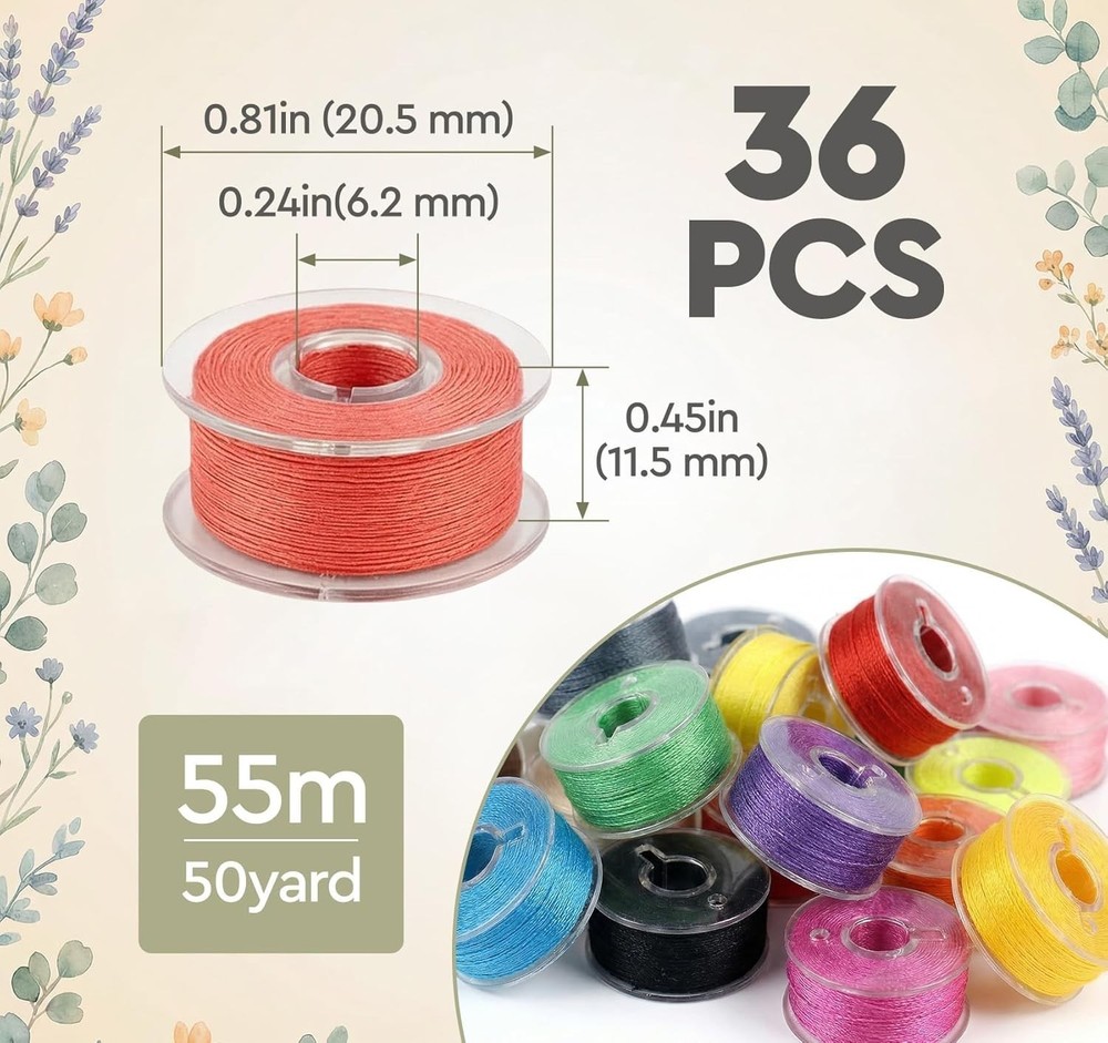 Durable 36pcs Bobbins Set with Accessories - Versatile Sewing Thread Collection