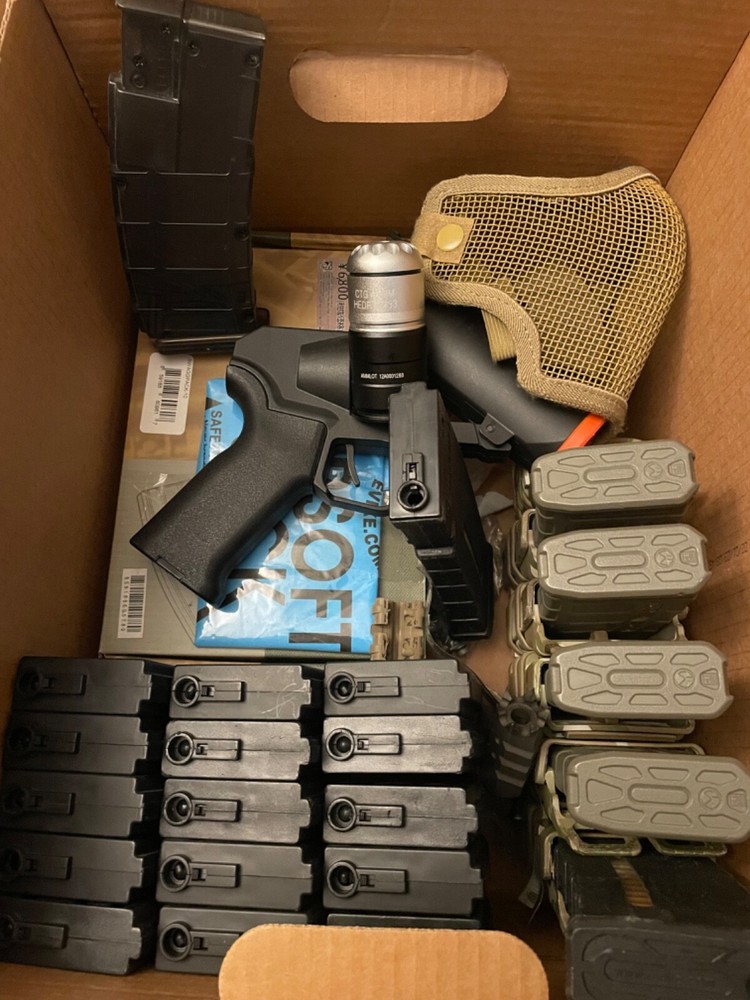 Airsoft Goodie box and rifle