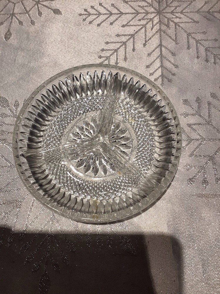 Vintage Cut Glass Nut/candy Dish 6”