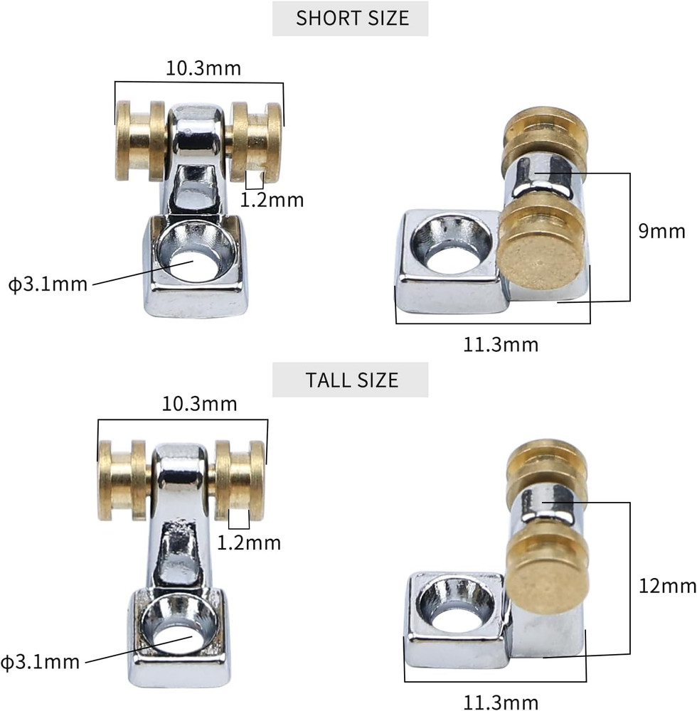 Pack of 2 Brass Roller String Retainer for Electric Guitar String Tree String Gu