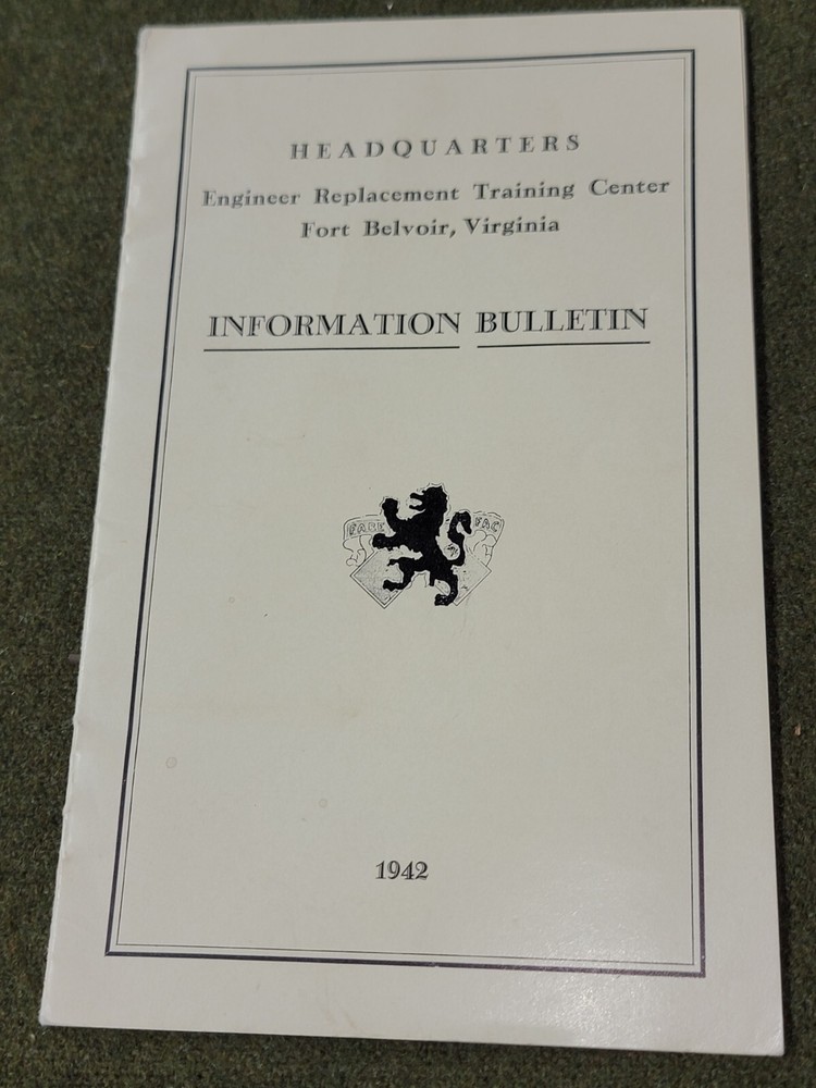 WWII Engineers Replacement Training Center from Fort Belvoir Dated 1942