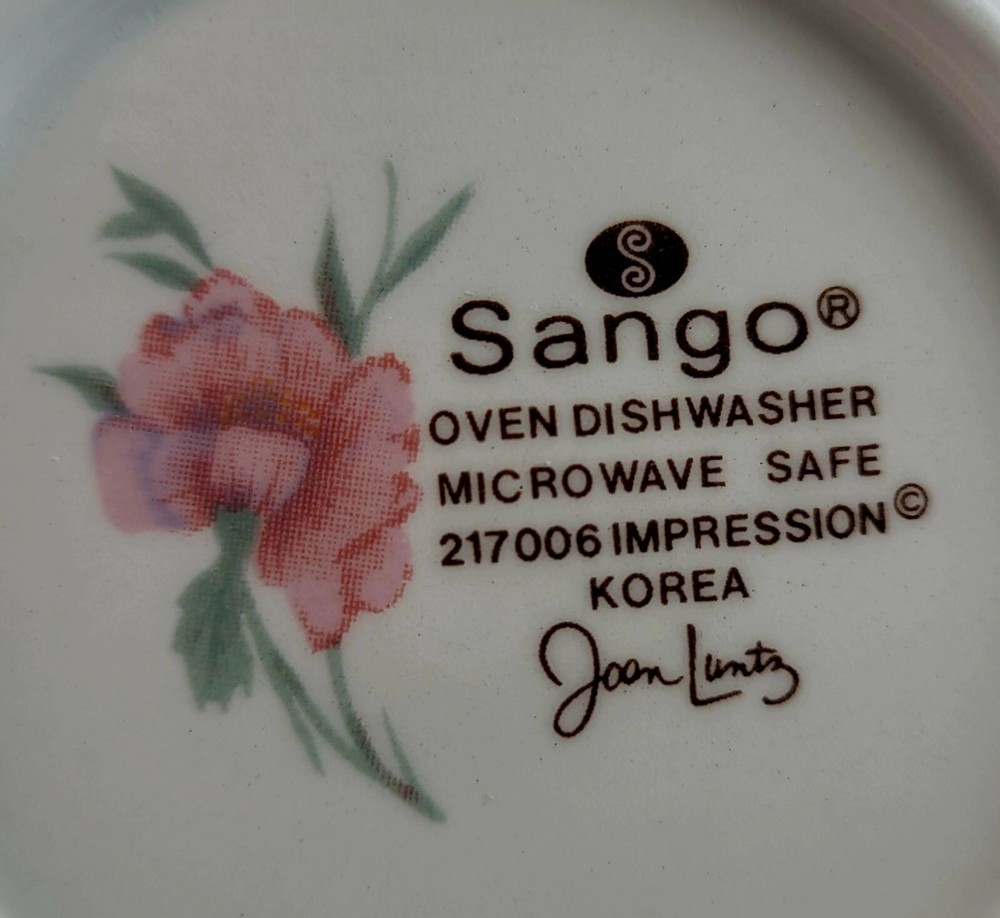 SANGO Impression - 5 Piece Place Setting Black, Pink Roses/Flowers