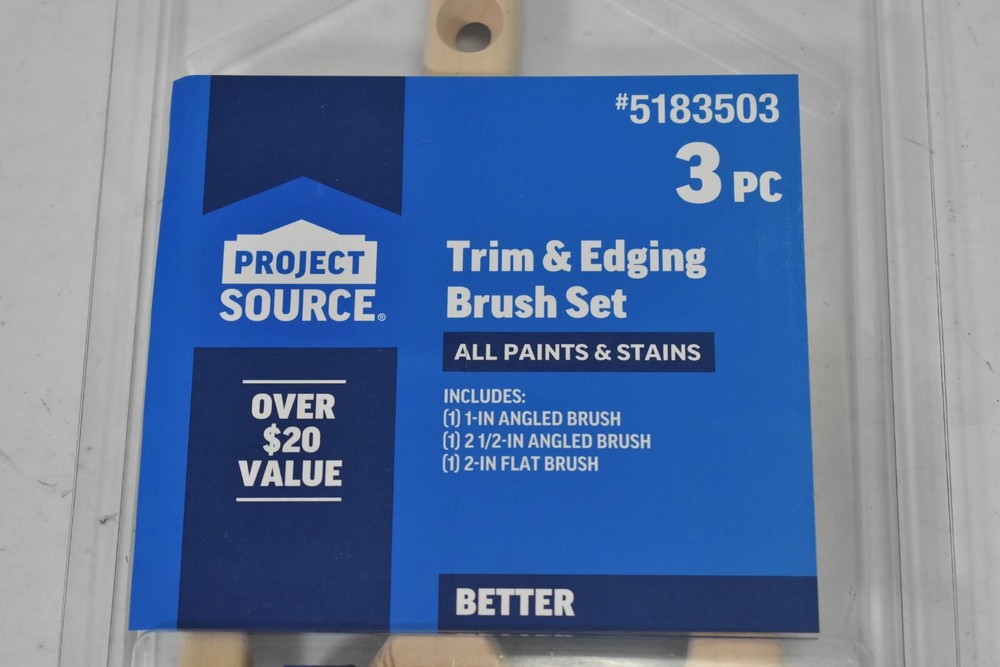 Project Source 3 Pack Better All Paints & Stains Flat/Angle Brush Set Kit