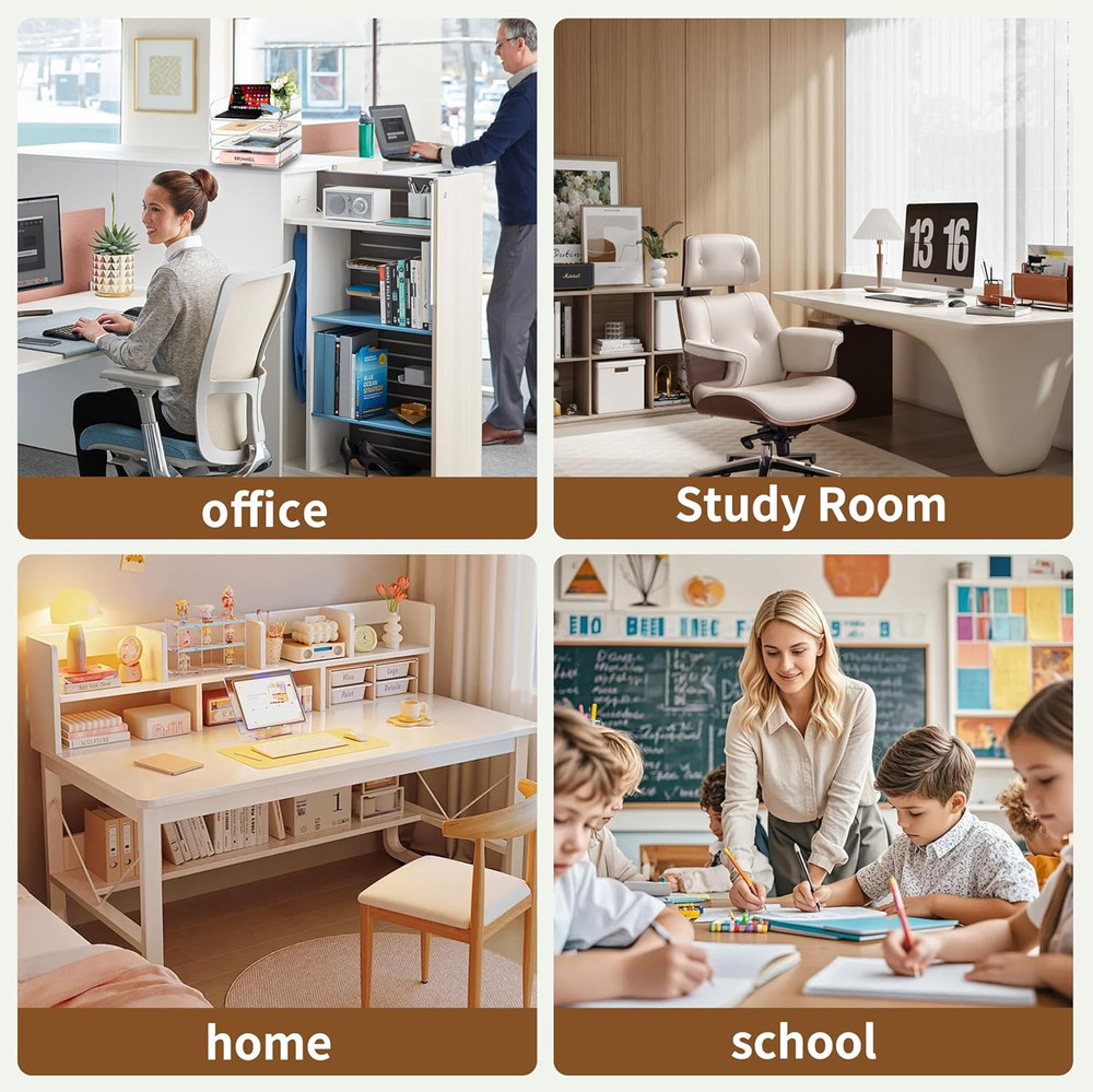 4-Tier Large-Capacity Paper Organizer Clear Stackable Desk Organizer Acrylic