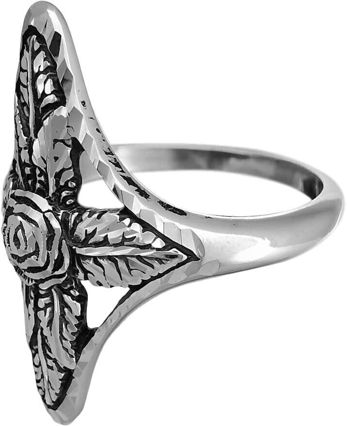 Size 6.5 - Diamond Cut Rose Cross Ring