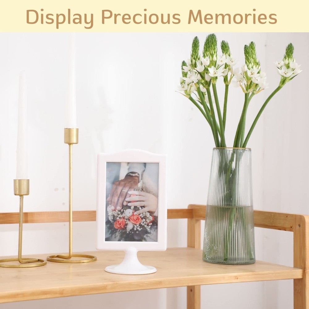 10 Pack Double Sided Standing Picture Frame 4x6 Plastic Photo Frame Bulk Whit...