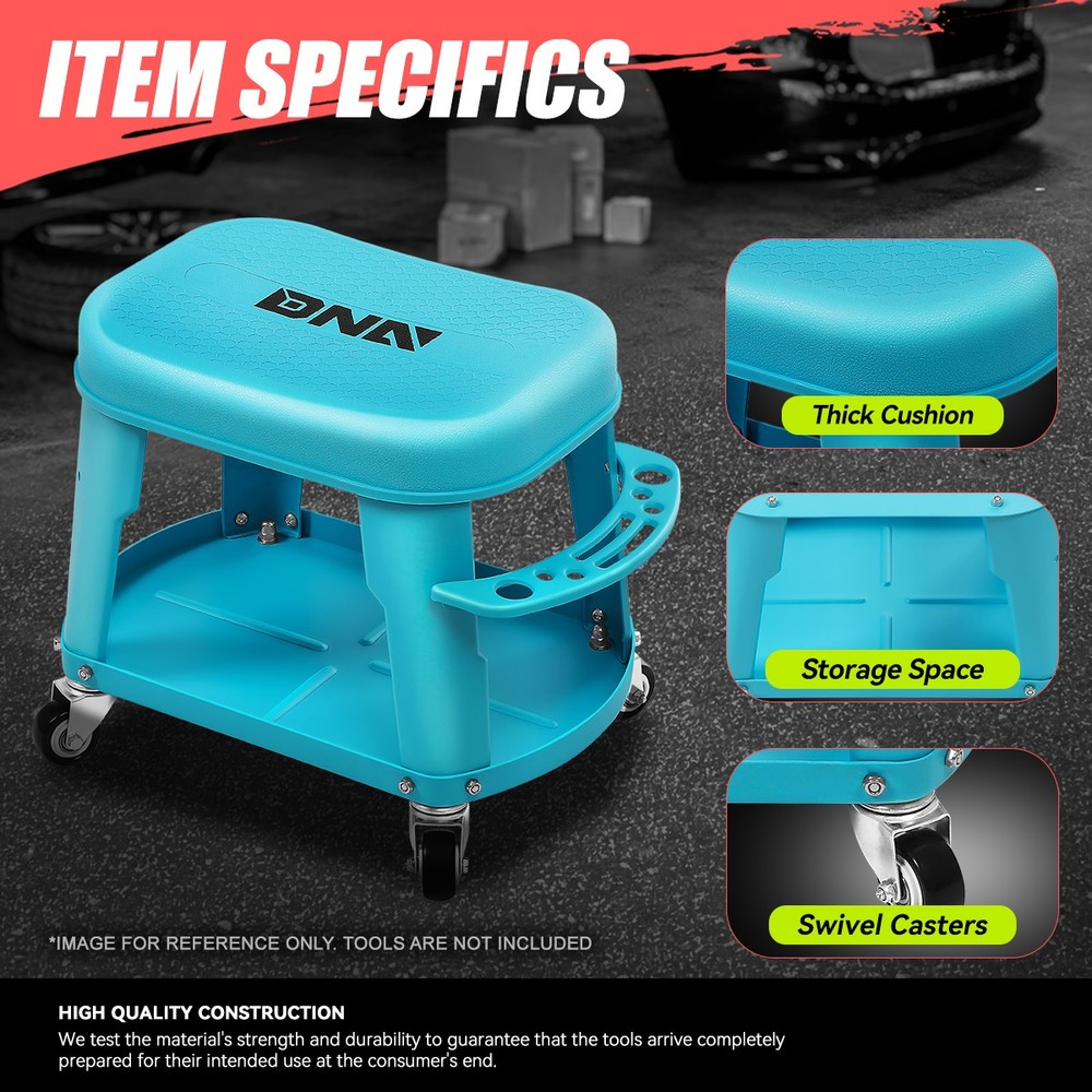 300 LBs 360-Degree Removable Workshop Tool Rolling Garage Stool Mobile Seat