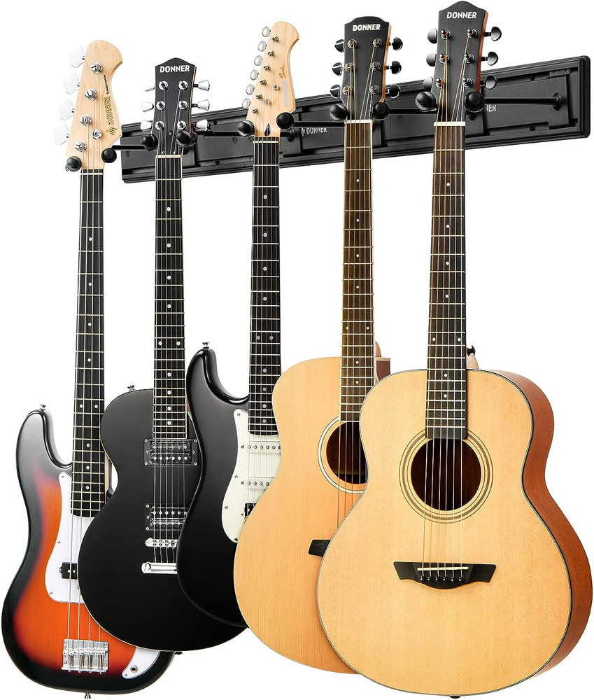 Donner Guitar Wall Rack, Multiple Guitar Wall Mount with 5 Adjustable Hangers, G