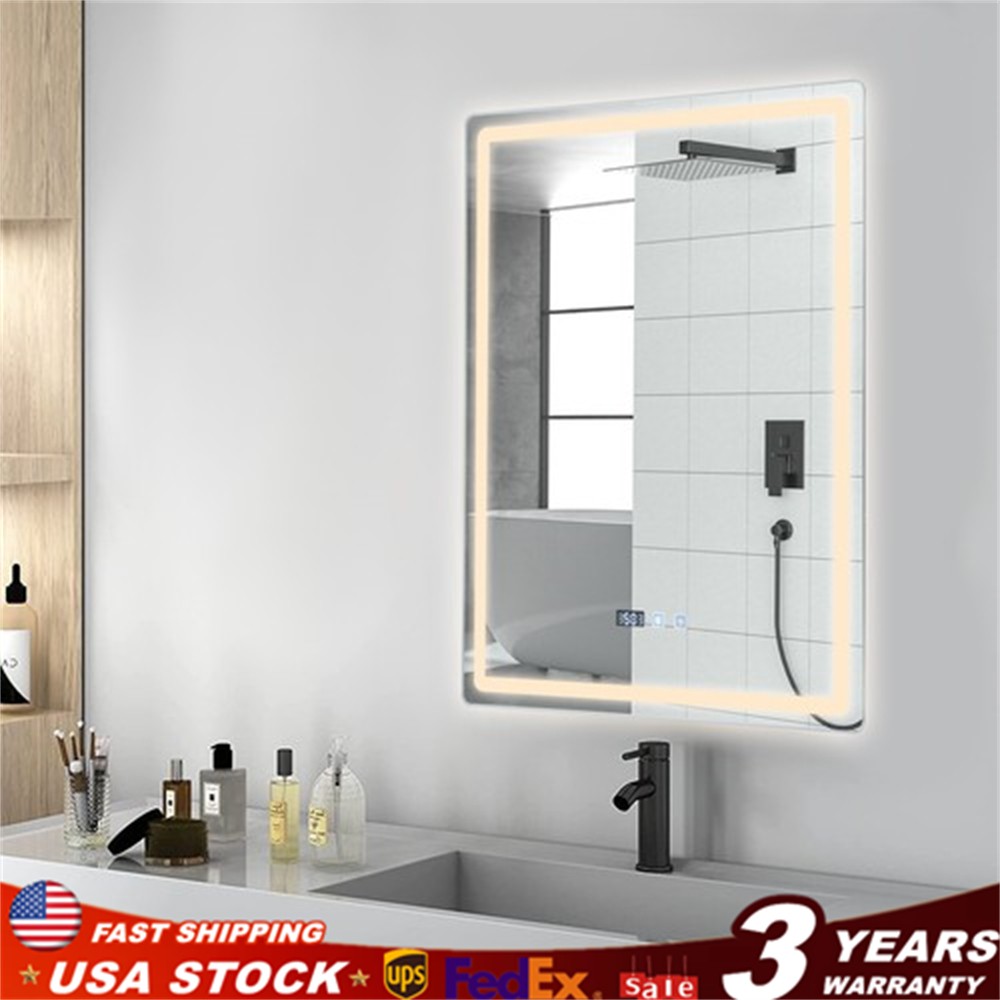 Modern Bathroom Mirror With LED Light Wall Mount Dimmable Mirror Fast Defogging