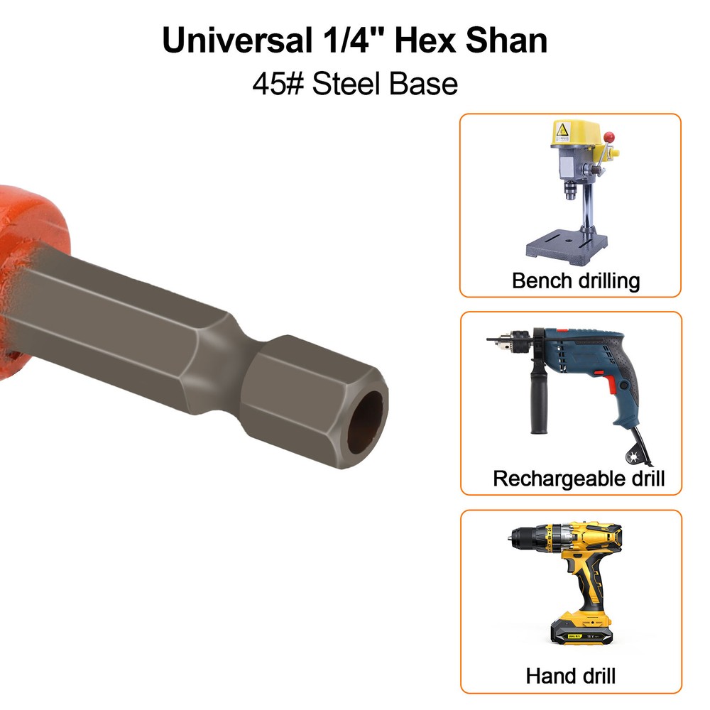 5Pcs Counter Sink Tapered Drill Bits 1/4" Hex Shank Quick Change for Woodworking