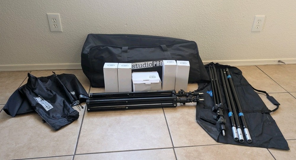 Lighting Kit Pieces Studio Pro & LS Tripods 4-Socket Light Softbox More *As Is*