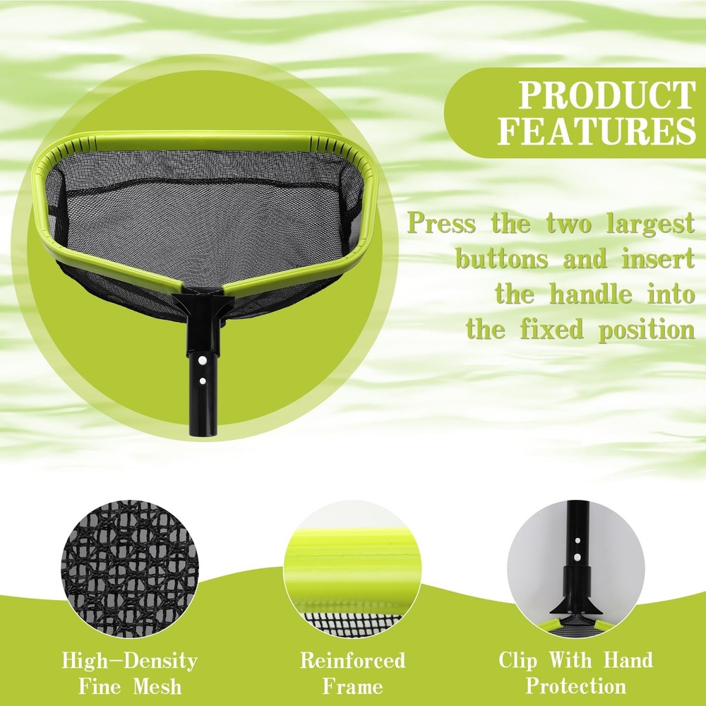 Double-Layer Deep Bag Pool Skimmer Net with Reinforced Frame - Fine Mesh Pool...