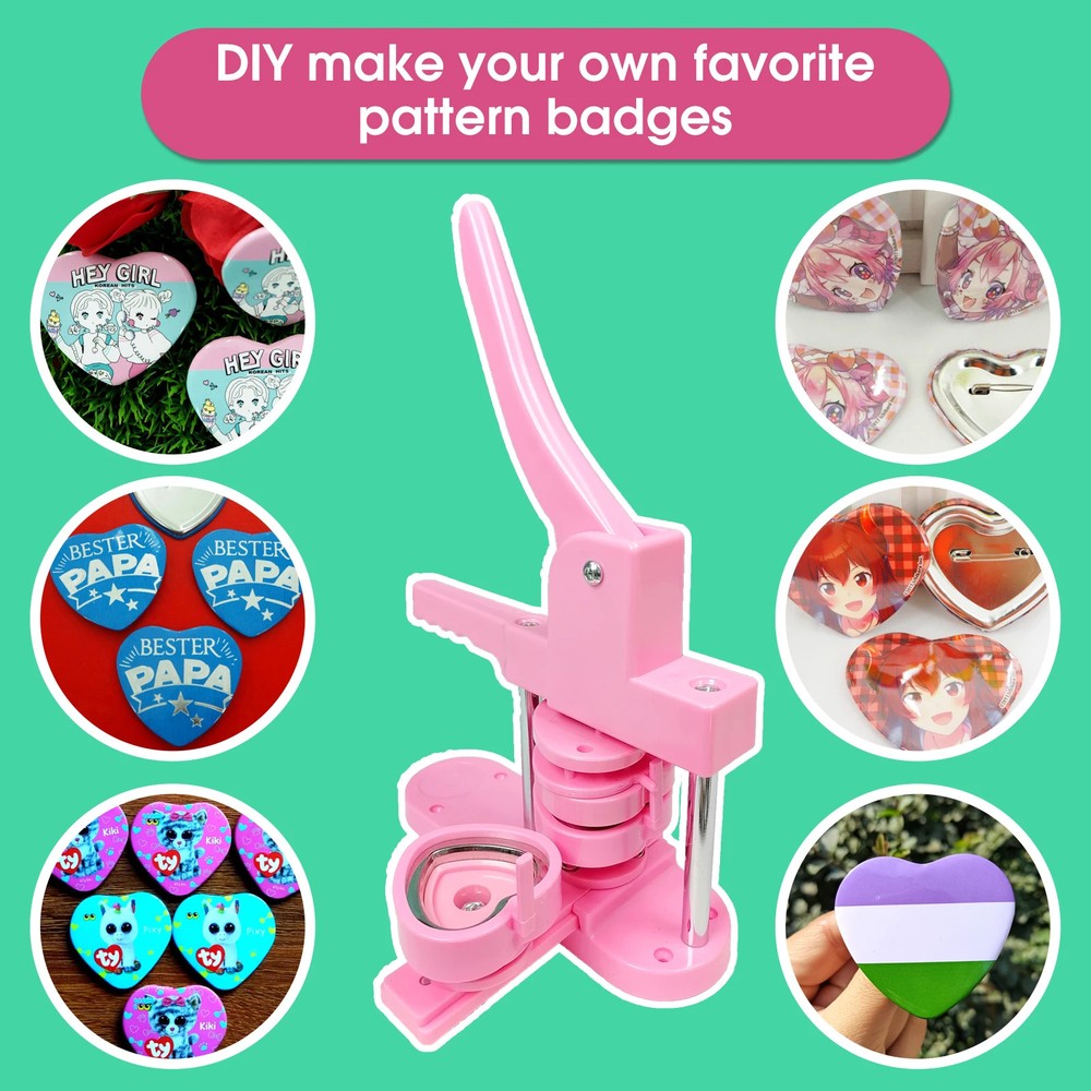 Heart-Shaped Button Maker Machine, DIY Pin Button Maker Press Machine Kit
