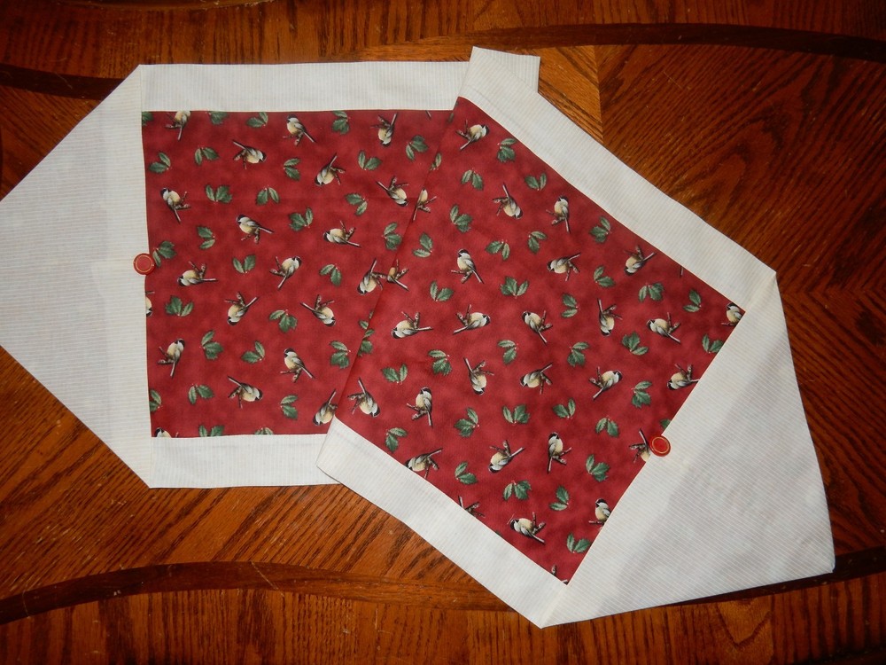 Table Runner Topper Centerpiece 42"x14" Black Capped Chickadee Handmade