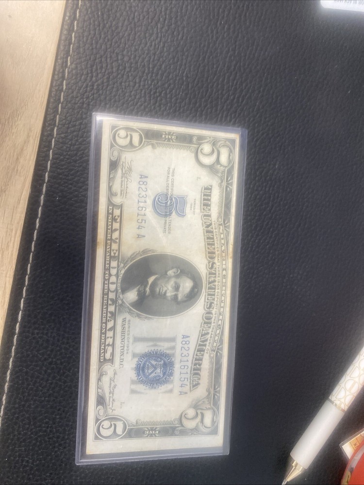 1934-D $5 FIVE DOLLARS SILVER CERTIFICATE CURRENCY NOTE CHOICE