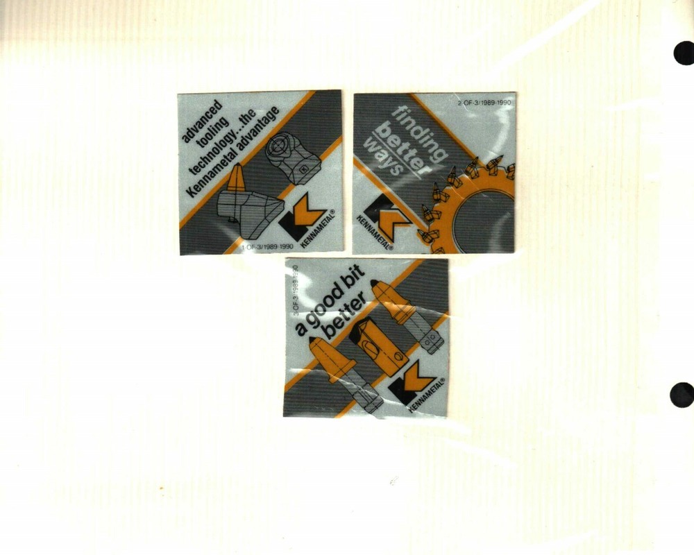 3 DIFFERENT NICE KENNAMETAL 1989-1990 COAL MINING STICKERS # 260