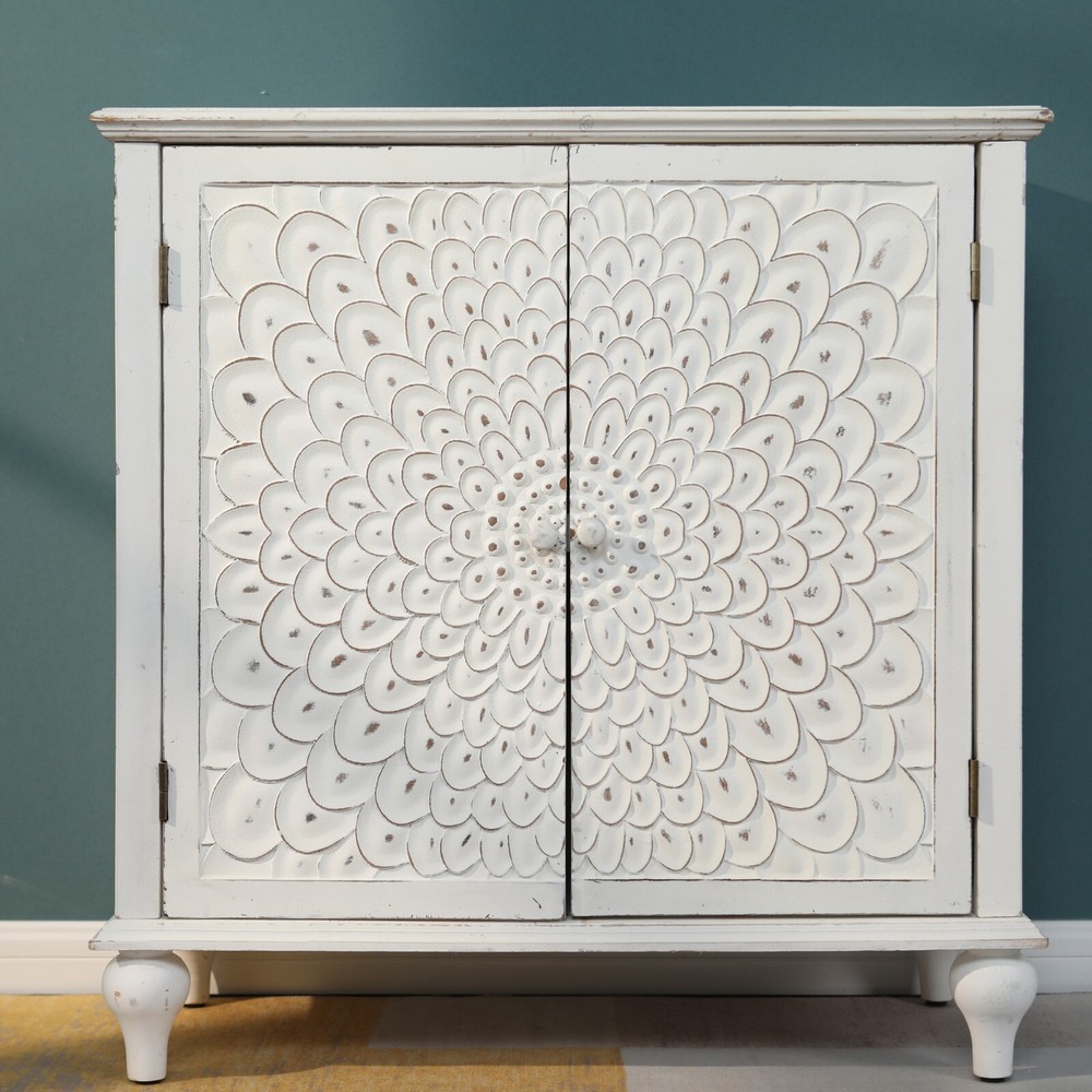 Accent Cabinet Storage Sideboard Entryway Buffet Cupboard with Doors White