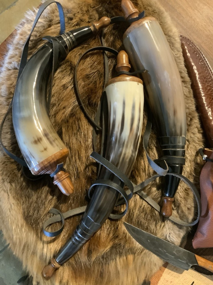 Powder Horn, Black Powder, Muzzle Loader Accessory, Mountain Man, Real Horn