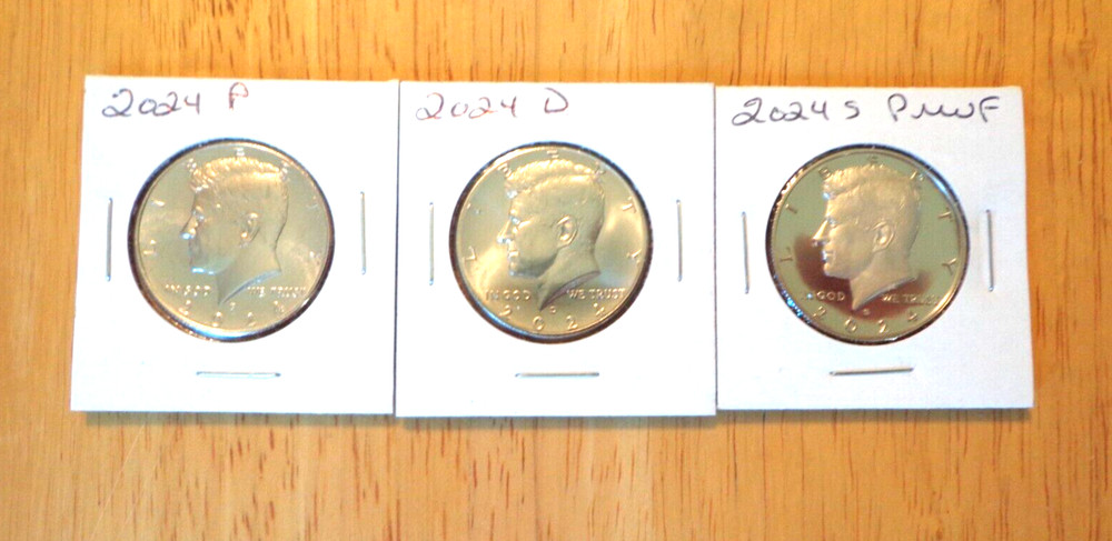 2024 P D S Clad Proof Kennedy Half Dollar 3 Coin Set PDS