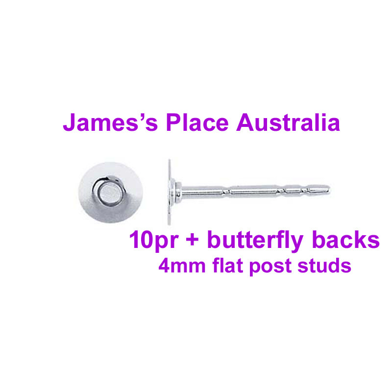 Flat back Stud Earring Settings - .925 Sterling Silver