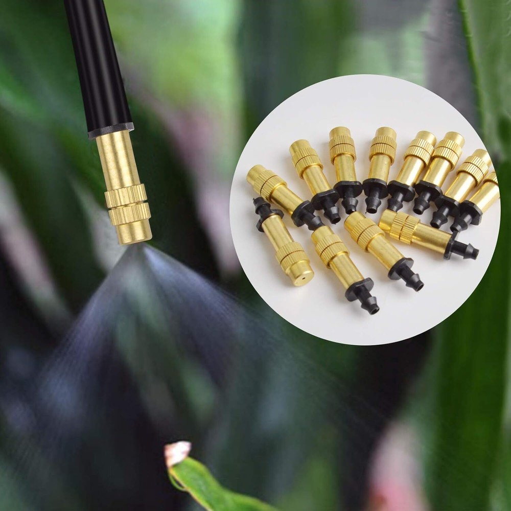30PCS 1/4" Adjustable Copper Atomizing Nozzle Drip Irrigation Sprayer 4/7Mm Ato