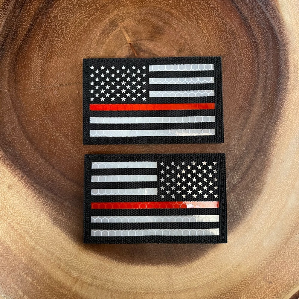 Reflective Thin Red Line American Flag Patch