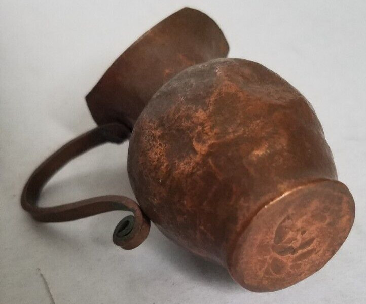 Vintage Handmade Miniature Hammered Solid Copper Pitcher 2-1/4" Tall