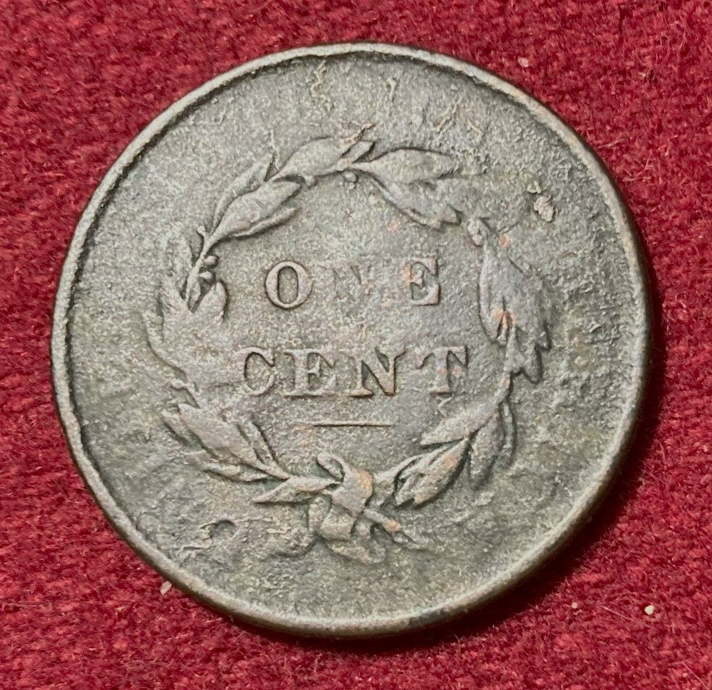 1837 Coronet Head Large Cent, N-6, Counterstamp "ISS"