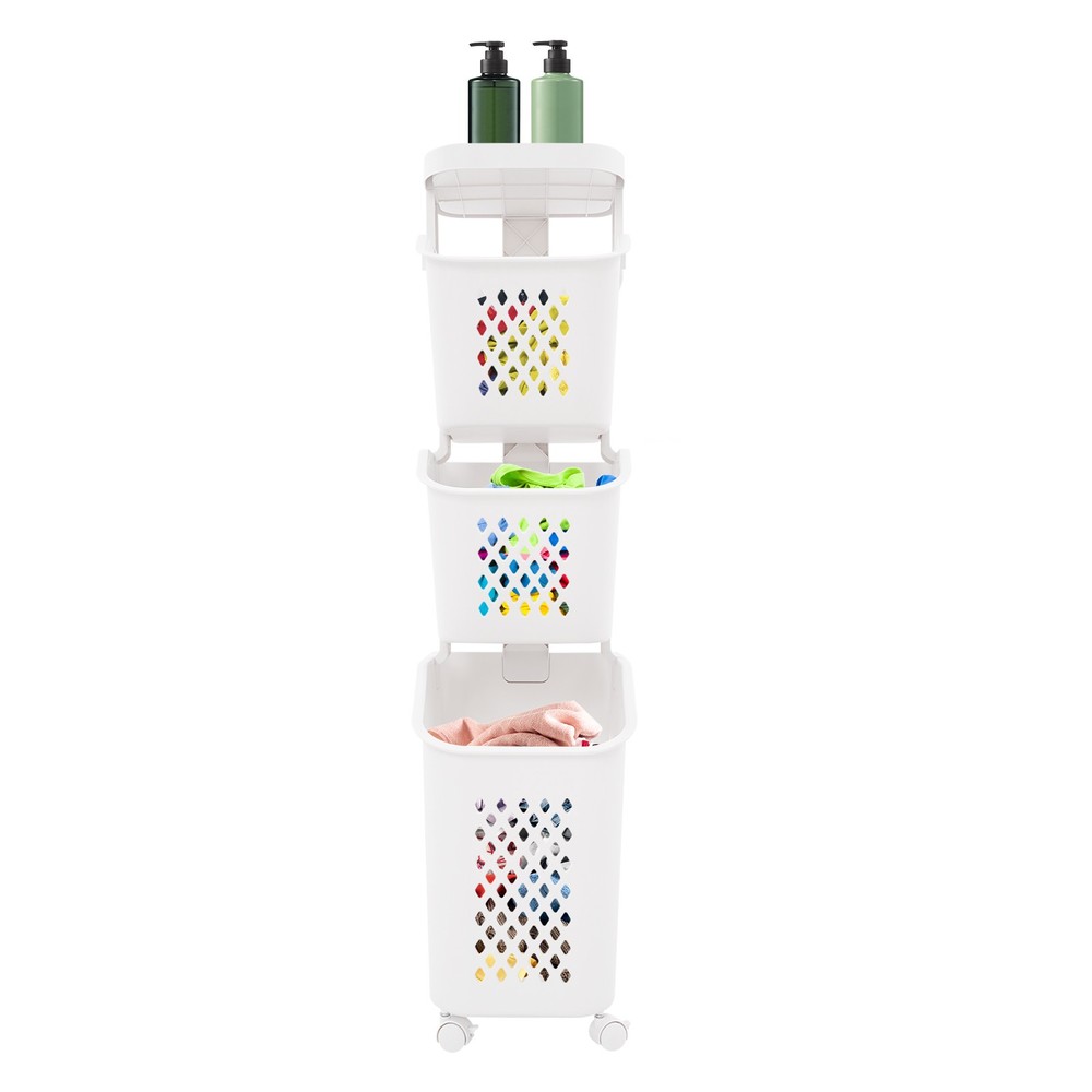 Rolling Laundry Baskets 3 Tiers Laundry Basket with Wheels Modern Laundry Hamper