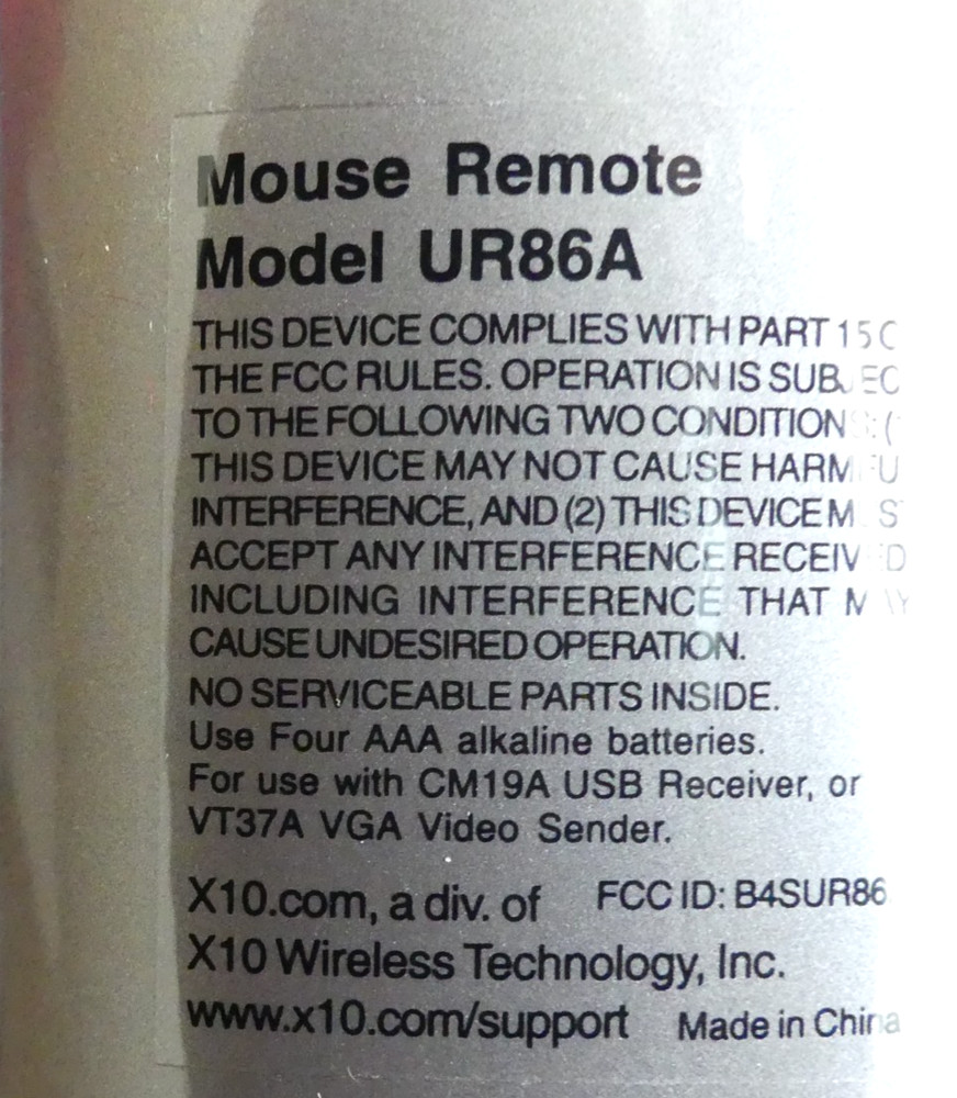 X10 UR86A Mouse Remote