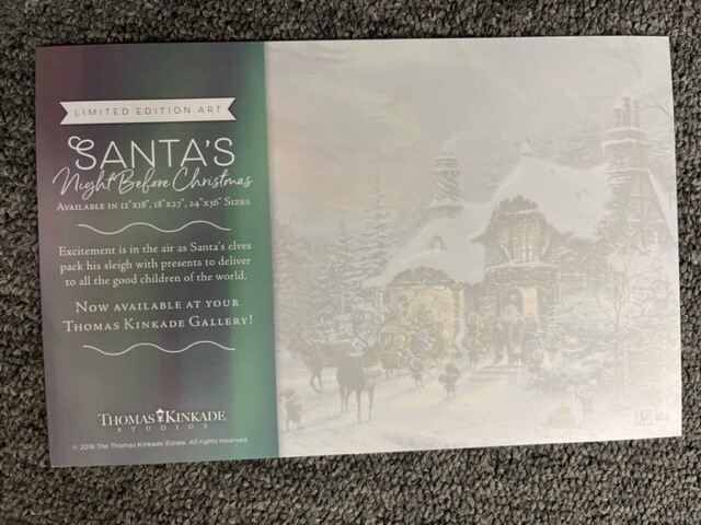 Thomas Kinkade Studio Postcard Santa's Night Before Christmas