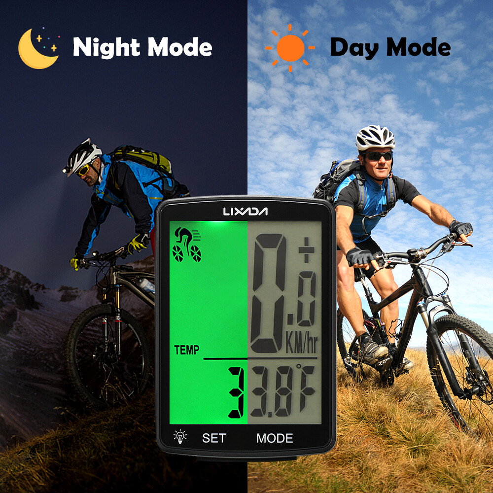 LIXADA Wireless Bike Computer Multi Functional LCD Screen MTB Bicycle Computer
