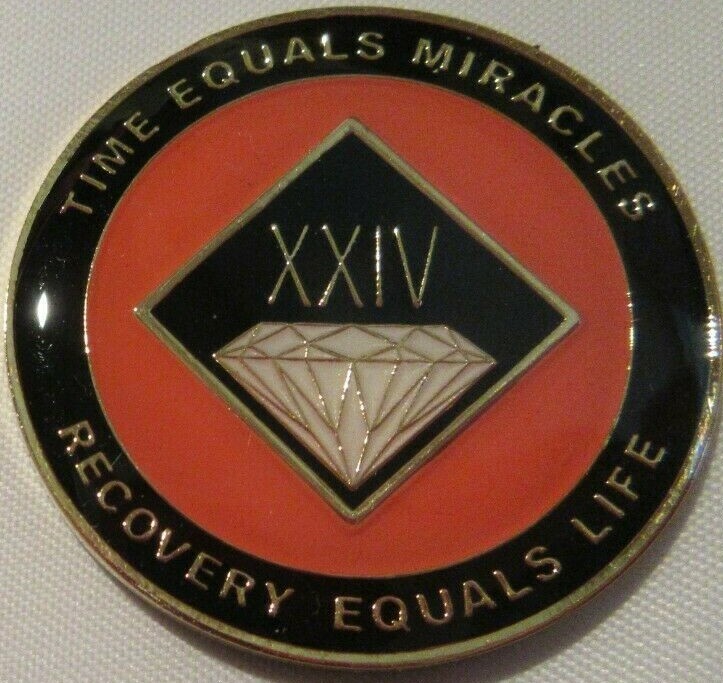 Narcotics Anonymous 24 Year Orange Medallion NA Clean Coin Chip Token Sober