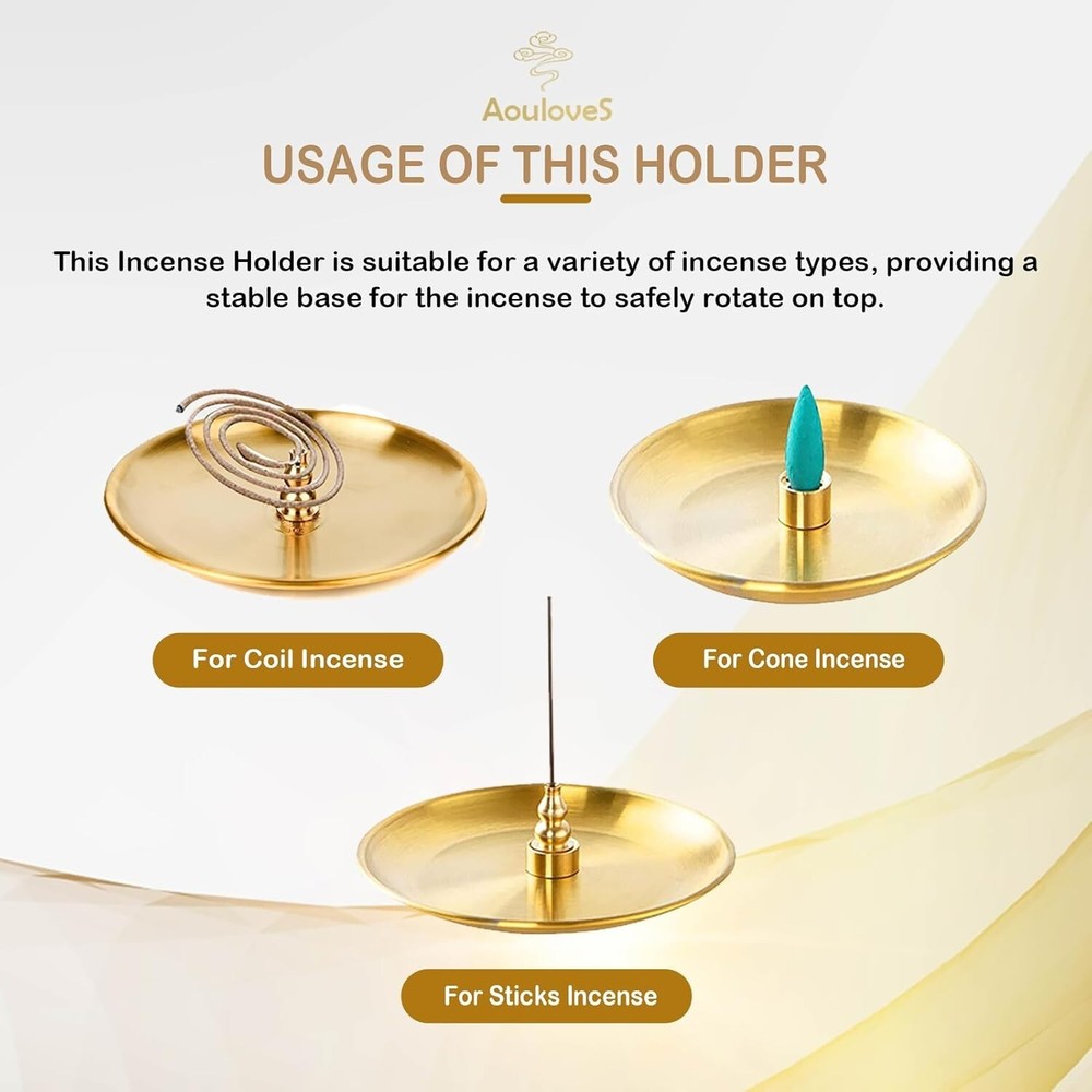 5 in 1 Brass Incense Burner Holder for Sticks